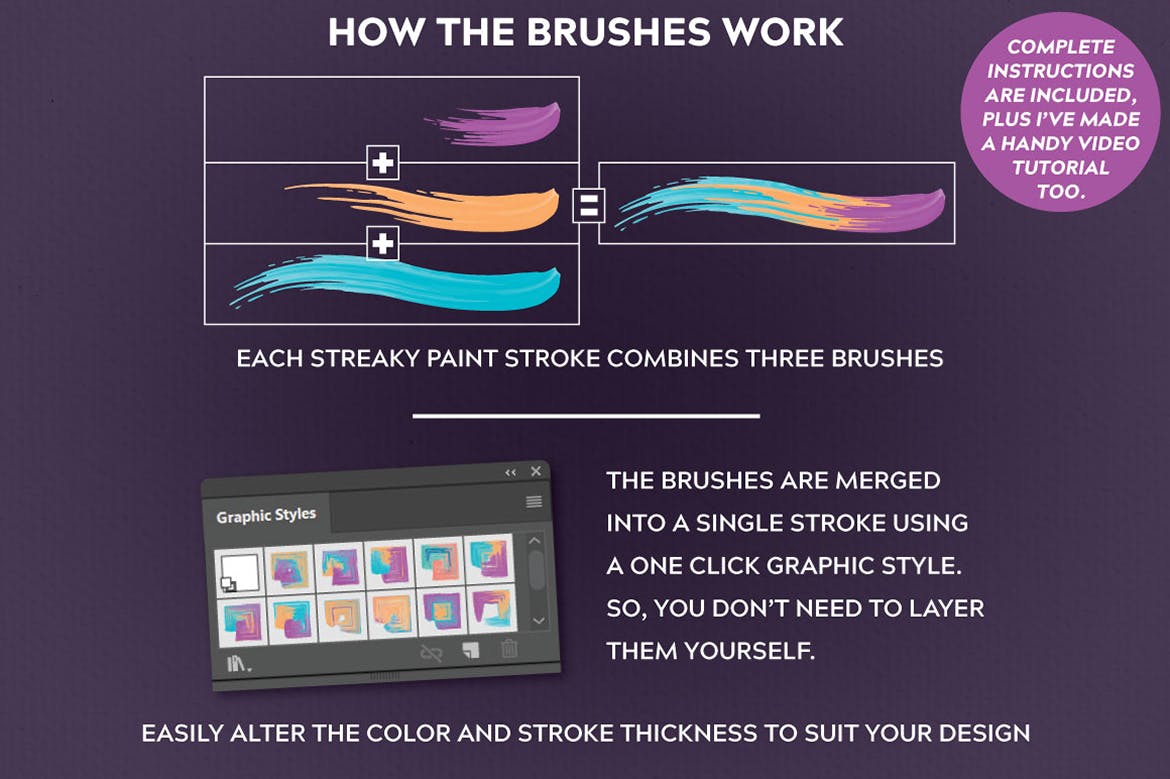 多彩混合油漆AI笔刷第一素材精选 Multi-color, Mixed Paint Brushes插图(5)