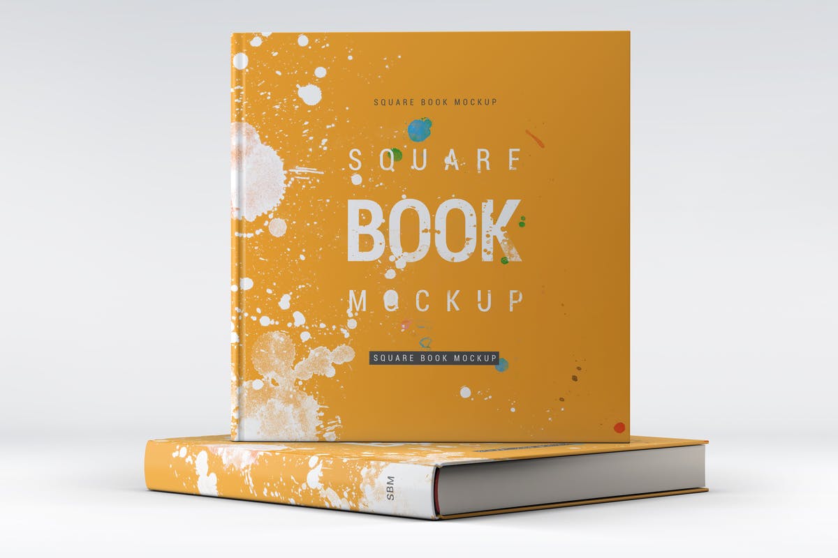方形精装图书封面效果图样机蚂蚁素材精选 Square Book Mock-Up插图