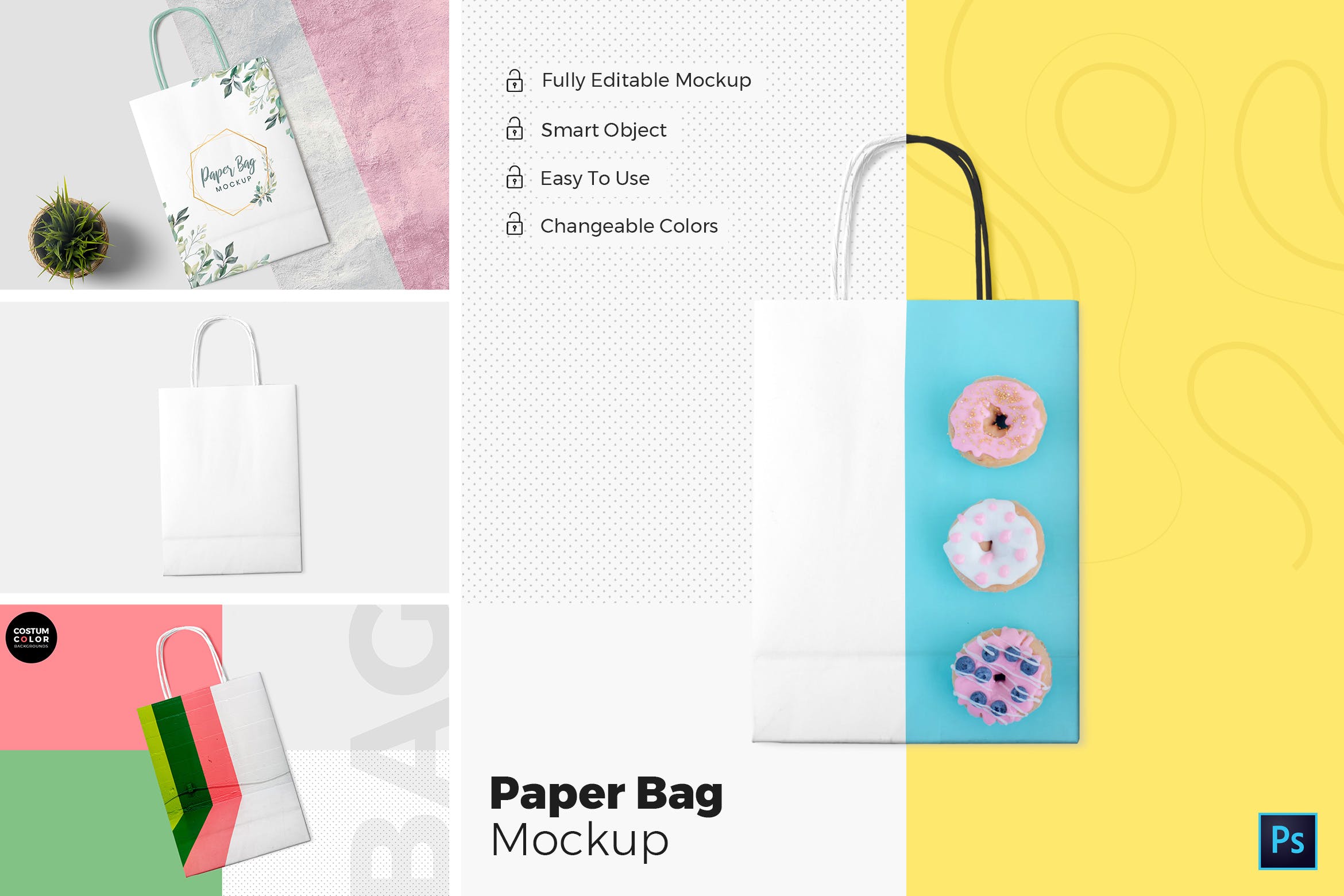 纸质购物袋礼品袋外观图案设计图第一素材精选 Paper Bag Mockups插图