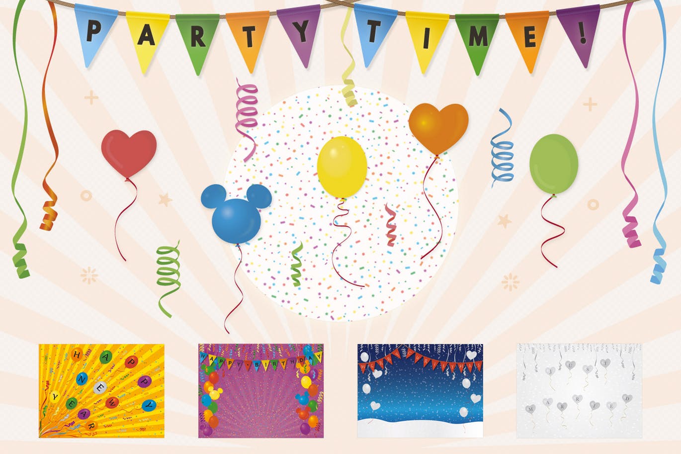 儿童活动设计元素&Banner背景图素材 Kit Party Elements and Banners插图