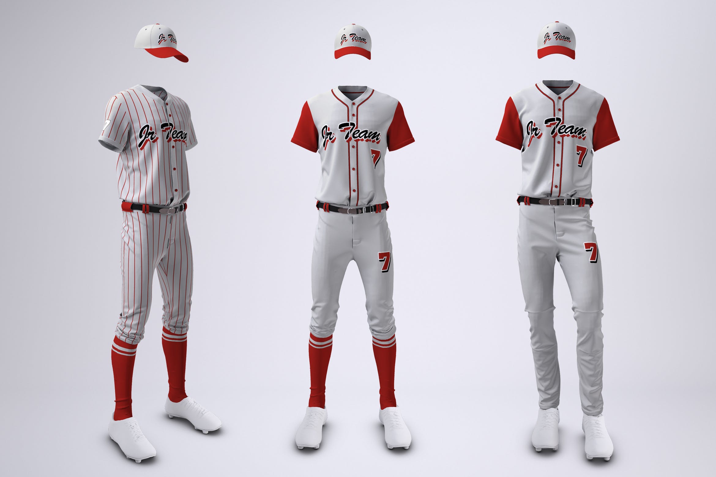 棒球队队服套装设计图样机大洋岛精选模板 Baseball Team Uniform Mock-up插图