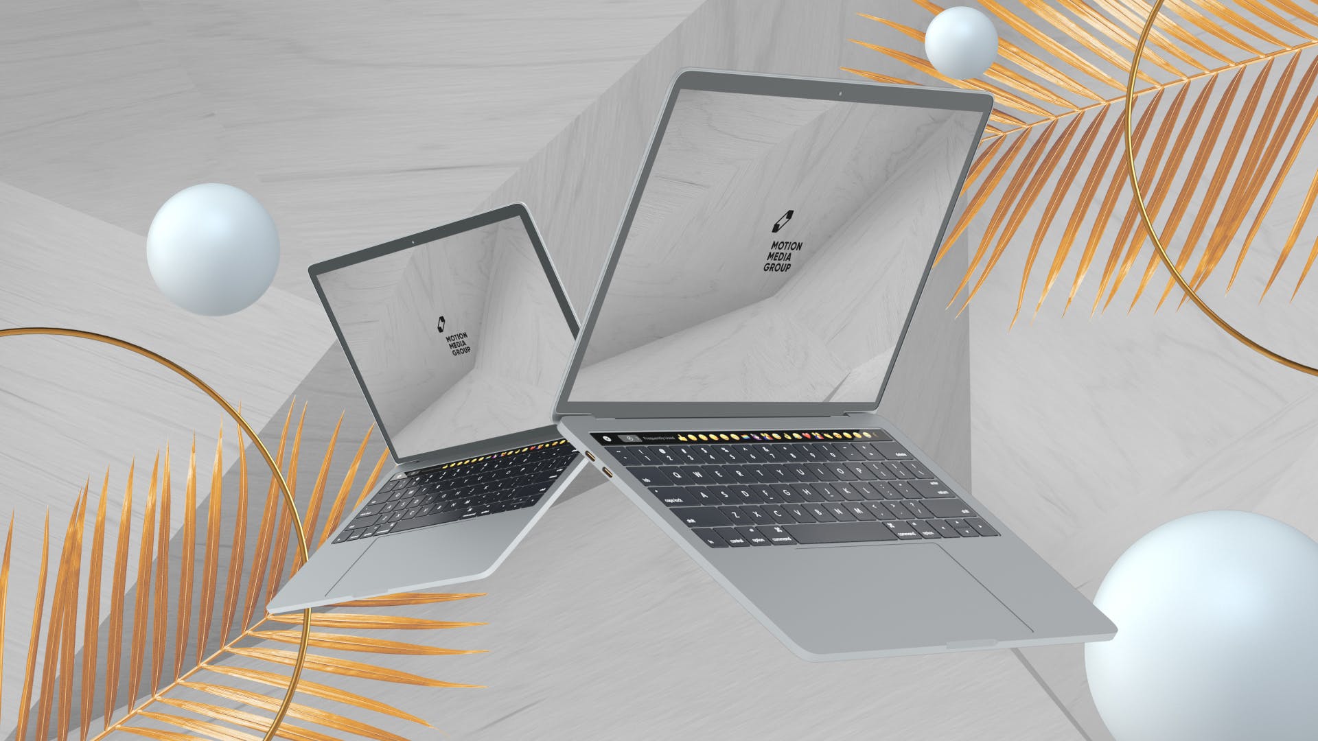 优雅时尚风格3D立体风格笔记本电脑屏幕预览蚂蚁素材精选样机 10 Light Laptop Mockups插图(7)