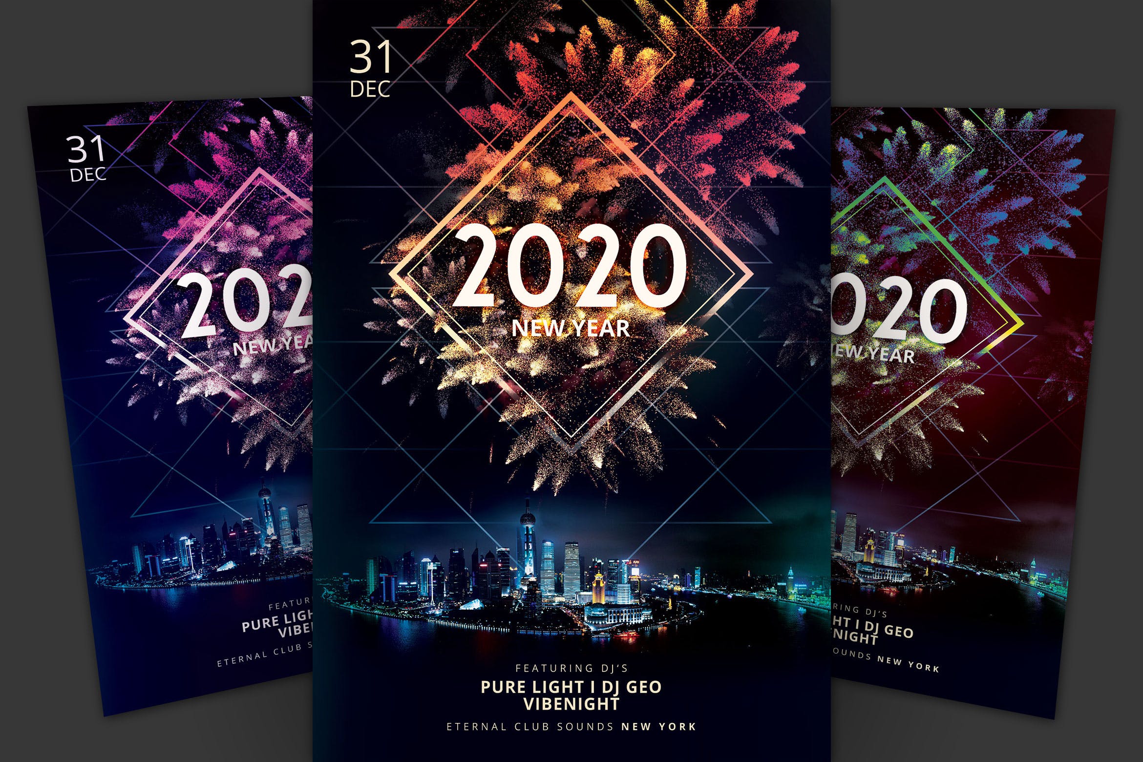 2020年新年烟花表演活动宣传单模板 New Year Flyer插图