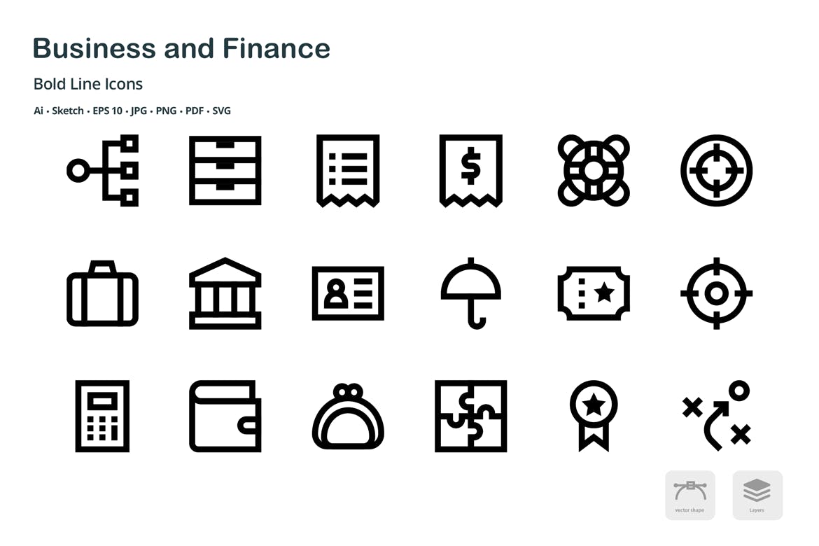 商业&金融主题粗线条风格矢量蚂蚁素材精选图标 Business and Finance Mini Bold Line Icons插图(5)