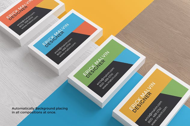 UK尺寸规格企业名片设计效果图第一素材精选 UK Business Cards Mock-up’s [85×55 mm]插图(3)