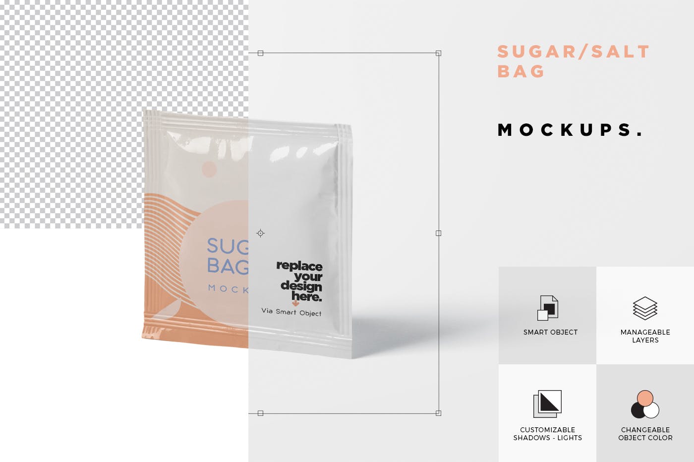 盐袋糖袋包装设计效果图第一素材精选 Salt OR Sugar Bag Mockup – Square Shaped插图(5)