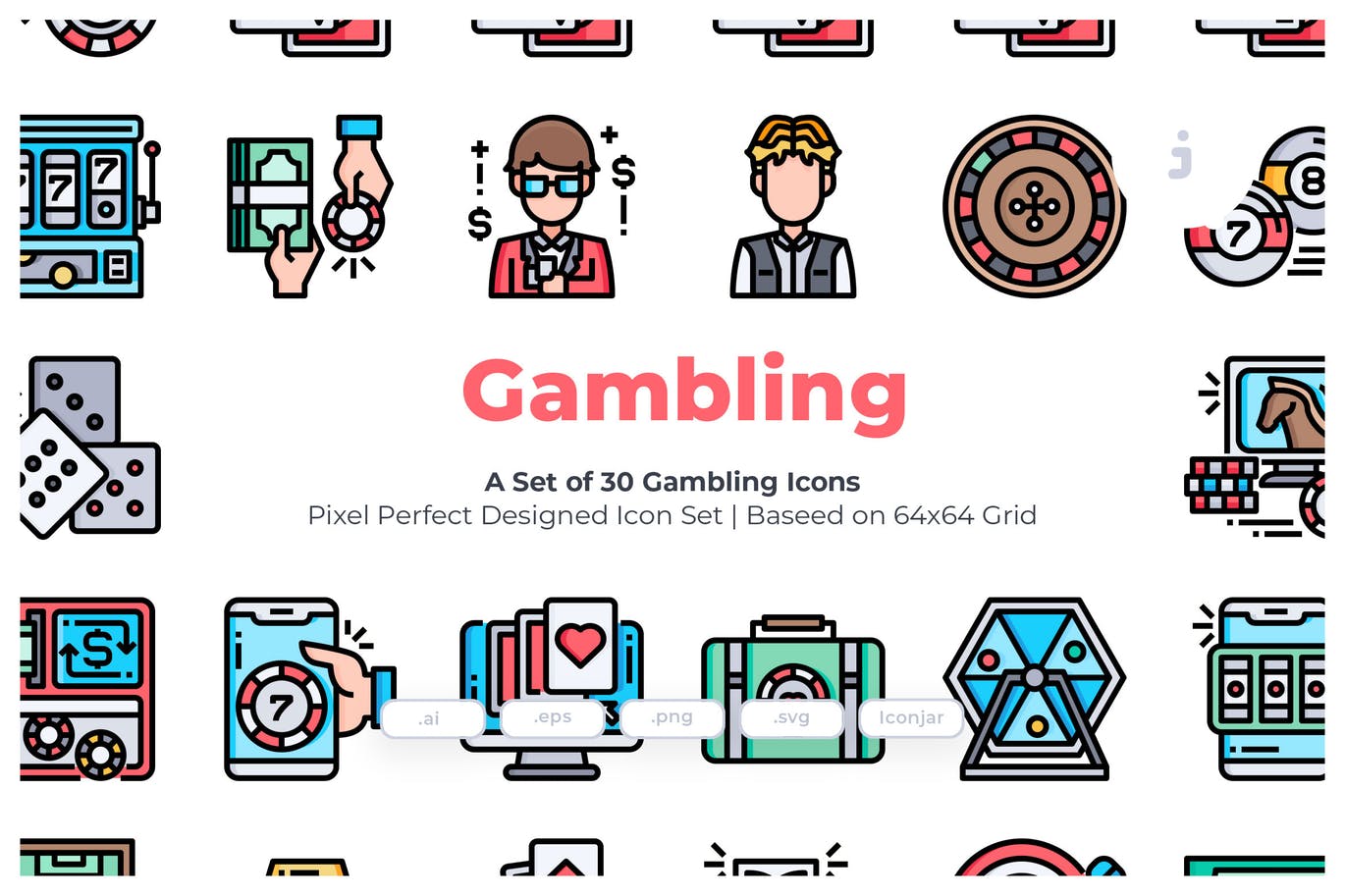 30枚赌场博彩主题矢量大洋岛精选图标 30 Gambling Icons插图