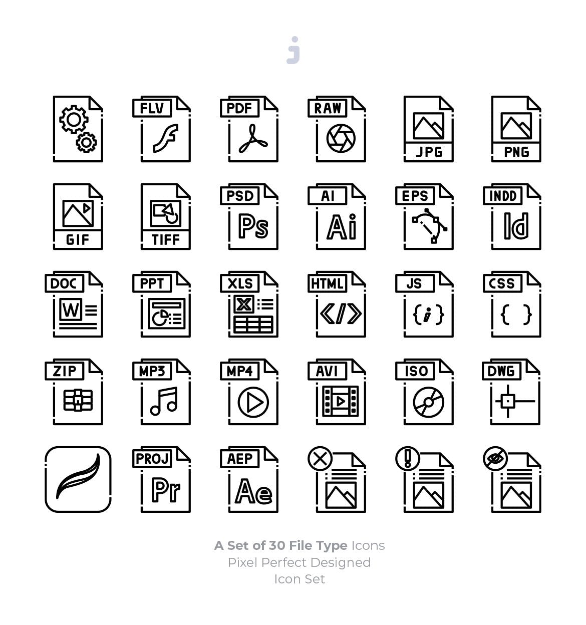 30种文件格式矢量第一素材精选图标 30 File Type Icons插图(2)