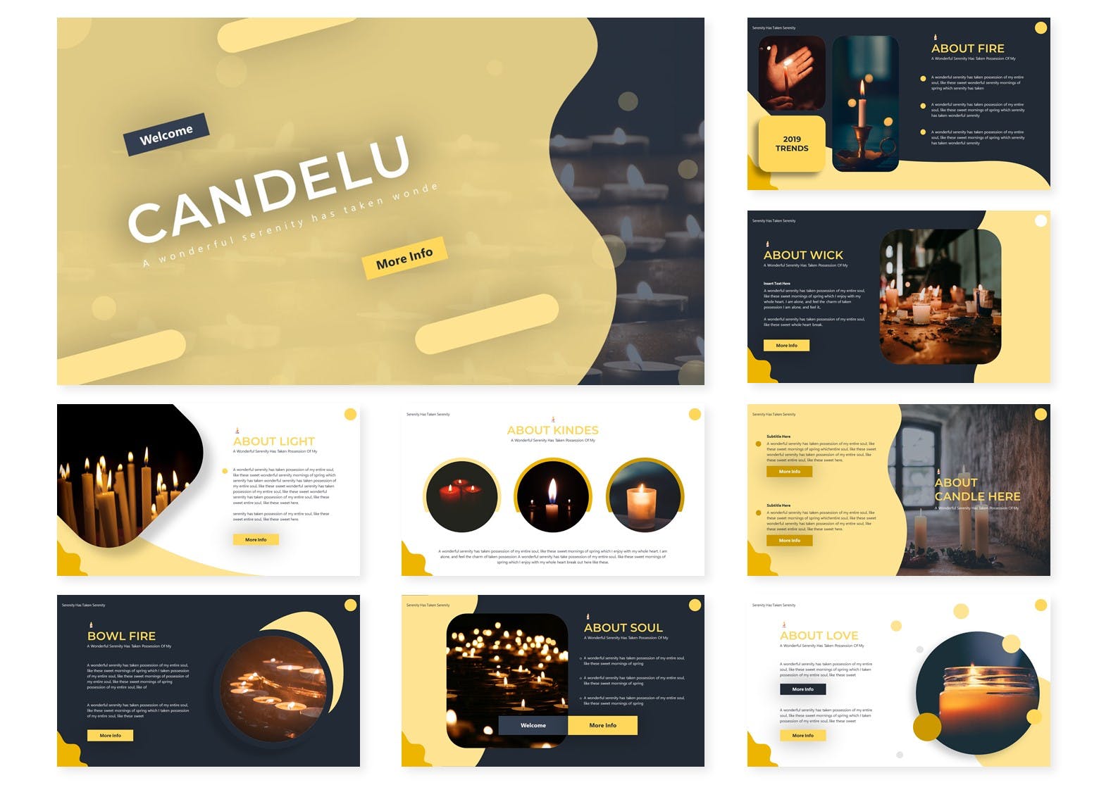烛光蜡烛元素版式设计第一素材精选谷歌演示模板 Candelu | Google Slides Template插图(1)