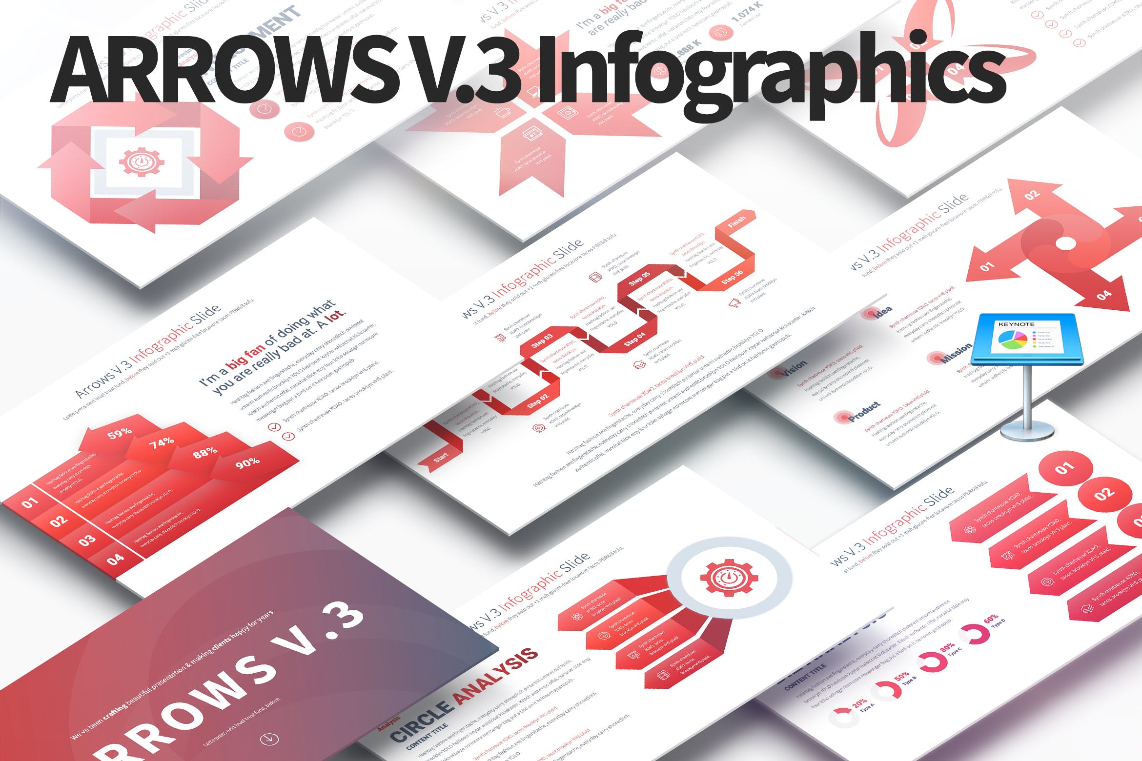 箭头信息图表设计风格Keynote幻灯片设计模板 ARROWS V.3 – Keynote Infographics Slides插图