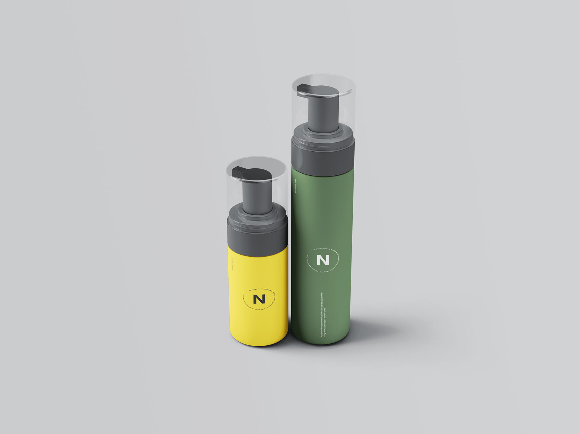 按压式化妆品护肤品瓶外观设计第一素材精选模板 Cosmetic Bottles Packaging Mockup插图(5)