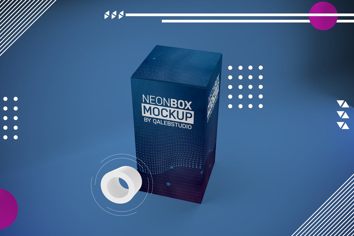 产品包装盒外观设计多角度演示第一素材精选模板 Abstract Rectangle Box Mockup插图(7)