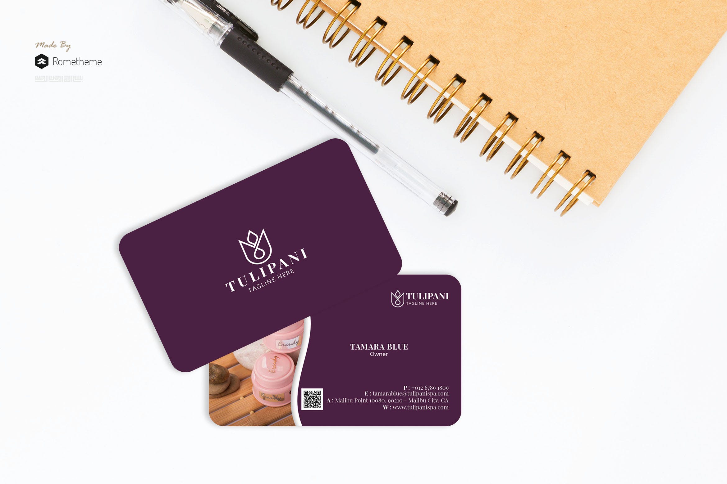 SPA美容会所圆角蚂蚁素材精选名片模板 Tulipani Spa – Business Card RB插图