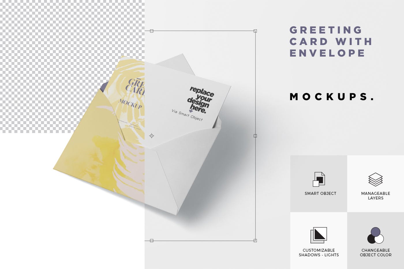 高端企业信封&贺卡设计图第一素材精选 Greeting Card Mockup with Envelope – A6 Size插图(5)