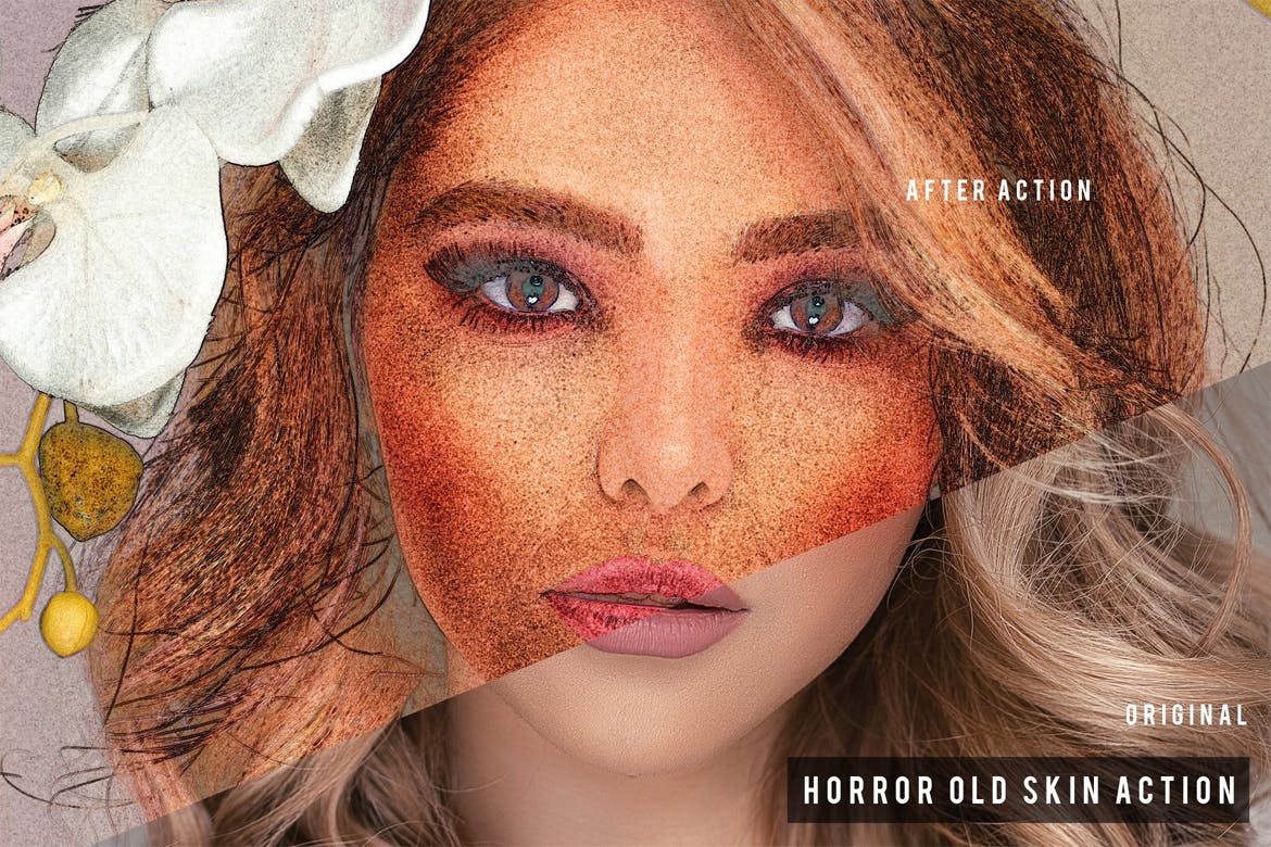 时装秀模特创意肤色彩妆特效大洋岛精选PS动作 Horror Old Skin Art Action插图2