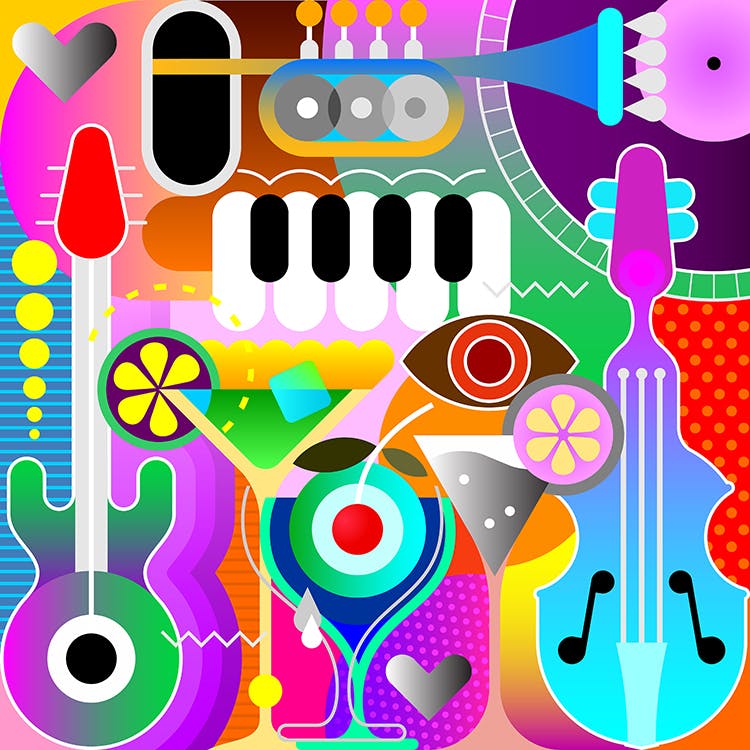 音乐主题狂想曲抽象矢量艺术插画 Musical Design vector artwork插图(1)