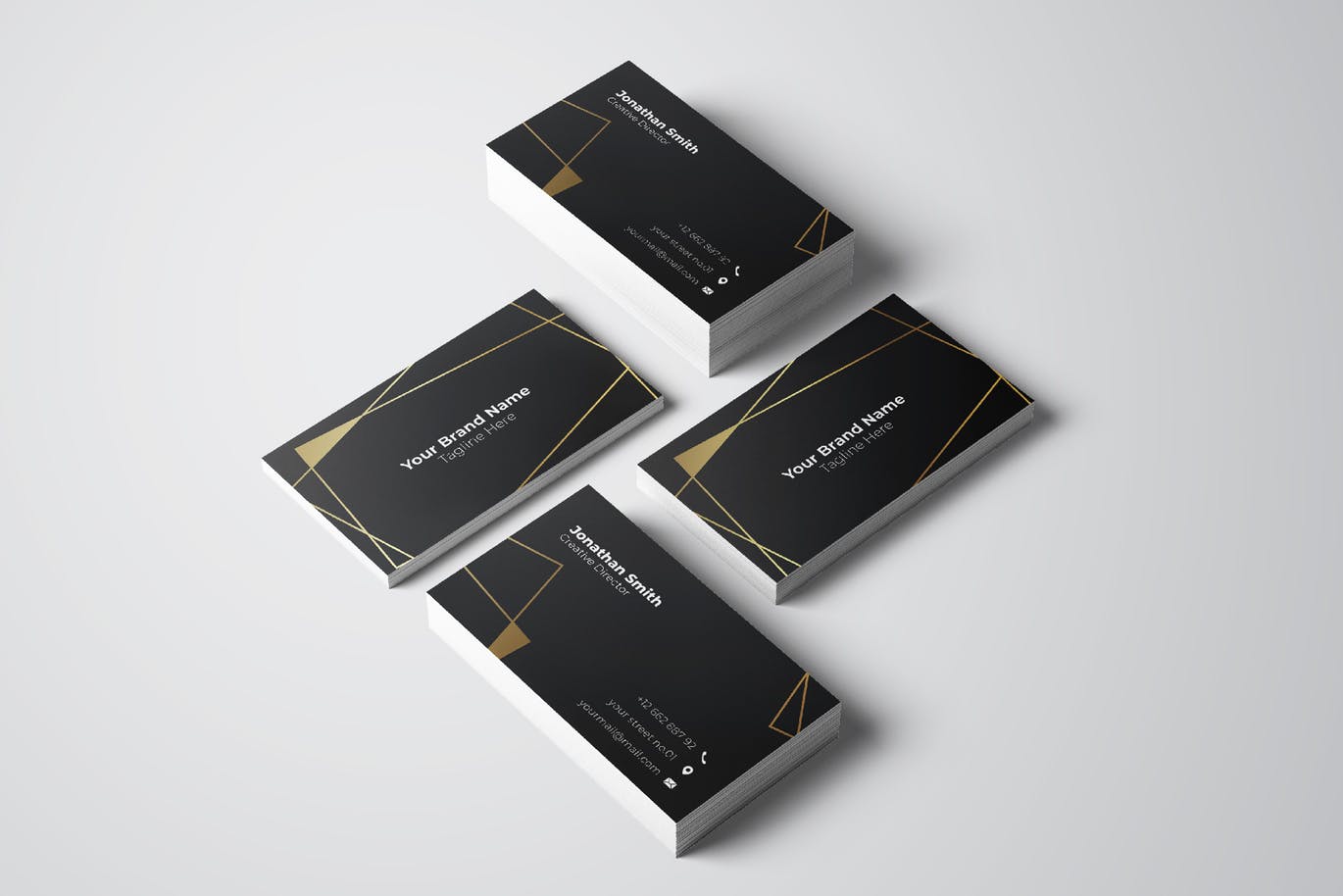 几何图形酷黑背景企业第一素材精选名片模板v7 Business Card Template.v7插图(1)
