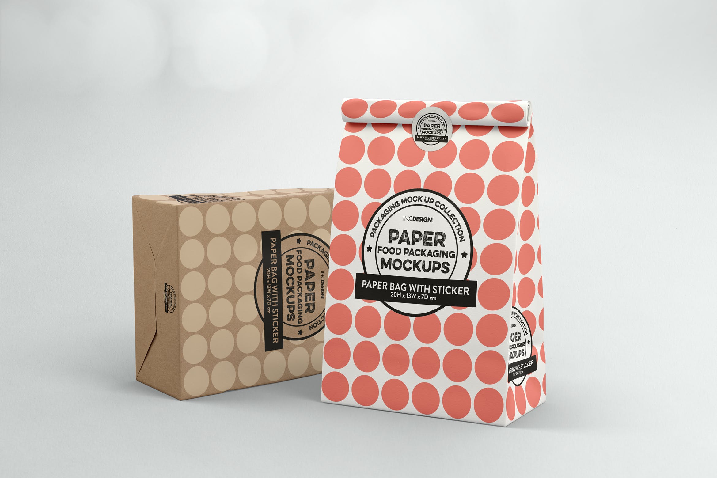 贴纸密封包装纸袋设计效果图第一素材精选 Paper Bag with sticker Seal Packaging Mockup插图
