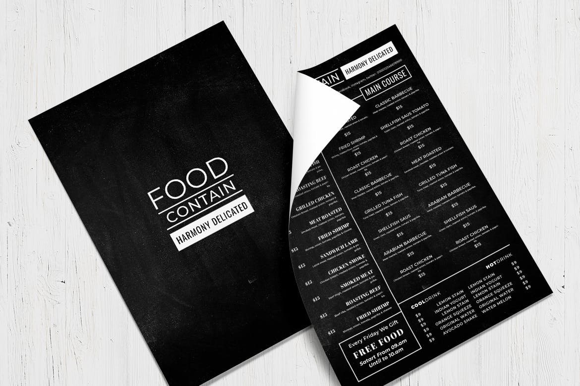 黑板画风格西餐厅蚂蚁素材精选菜单模板v42 Blackboard Food Menu. 42插图(3)