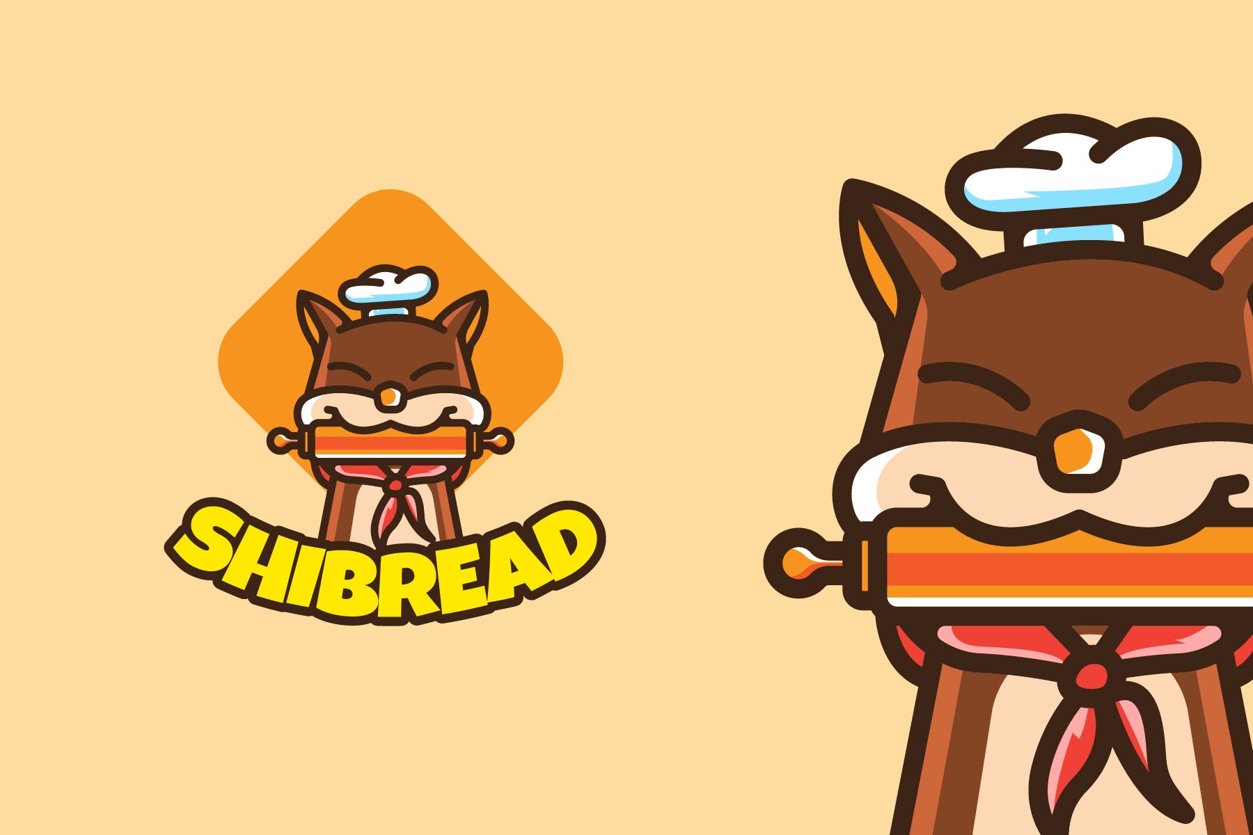 动物厨师卡通形象烘焙面包店Logo设计第一素材精选模板 SHIBA INU BAKERY – Mascot & Esport Logo插图