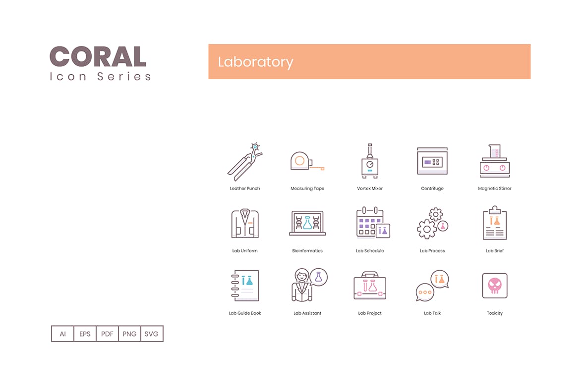 Coral系列-实验室主题矢量大洋岛精选图标 Laboratory Icons – Coral Series插图5