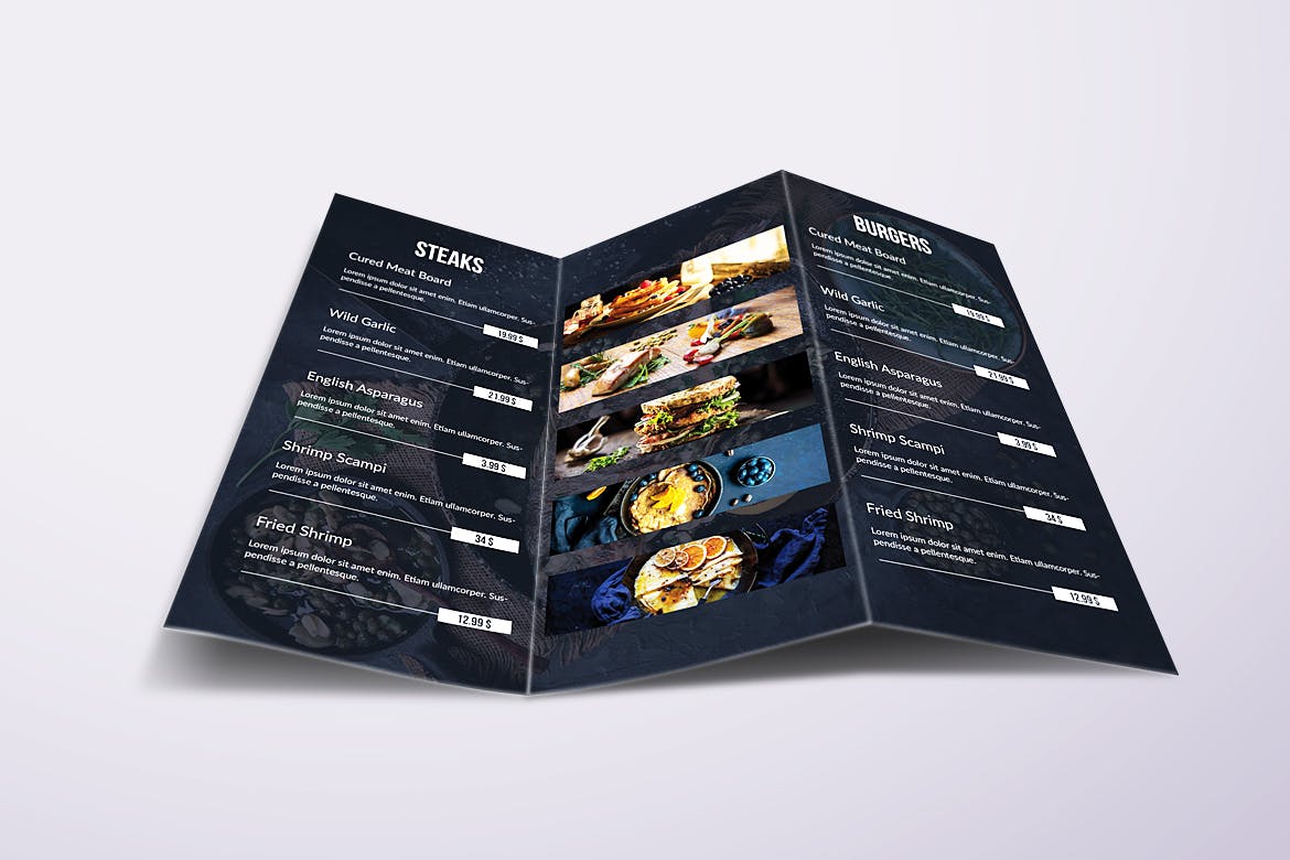 A4&美国信纸尺寸三折页餐厅点餐菜牌设计模板 Fresh Minimal Trifold A4 & US Letter Food Menu插图4
