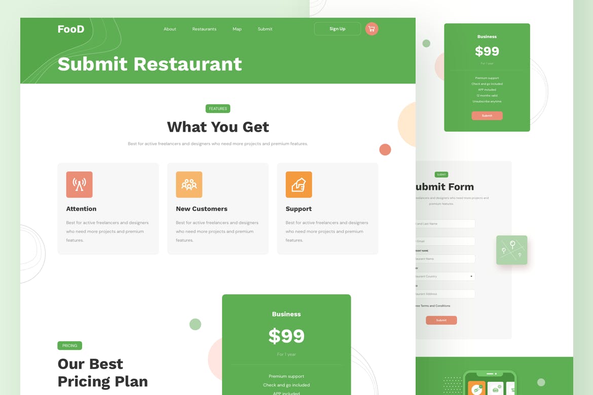 在线订餐/餐厅响应式网站设计第一素材精选模板 Food Delivery Restaurant Responsive Template插图(10)