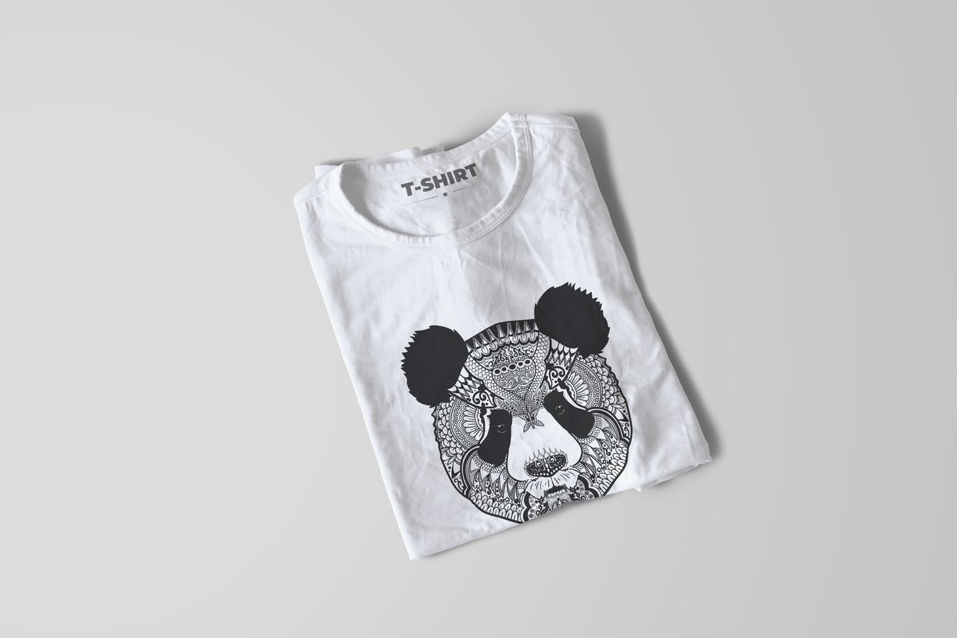 熊猫-曼陀罗花手绘T恤印花图案设计矢量插画第一素材精选素材 Panda Mandala T-shirt Design Vector Illustration插图