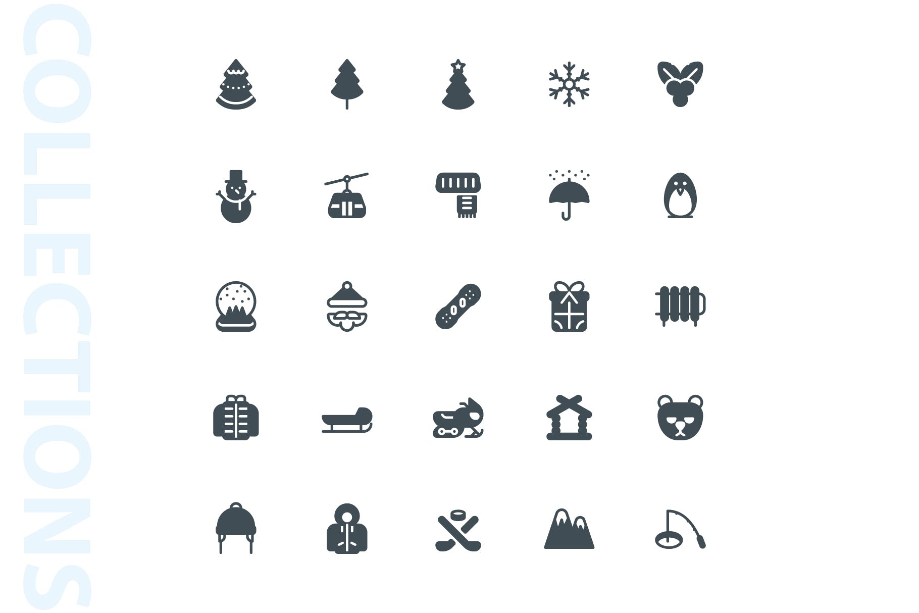 25枚冬天主题矢量字体蚂蚁素材精选图标v1 Winter Glyph Icons插图(3)