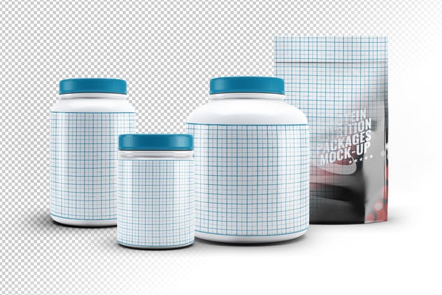 运动营养补充剂包装设计第一素材精选模板 Sport Nutrition Packages Mock-Up插图(1)