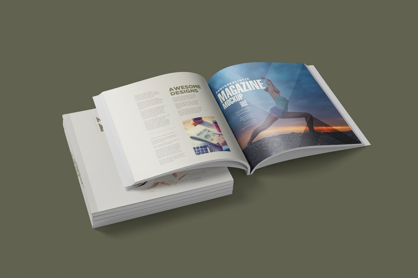 方形杂志印刷效果图样机大洋岛精选PSD模板 Square Magazine Mockup Set插图2