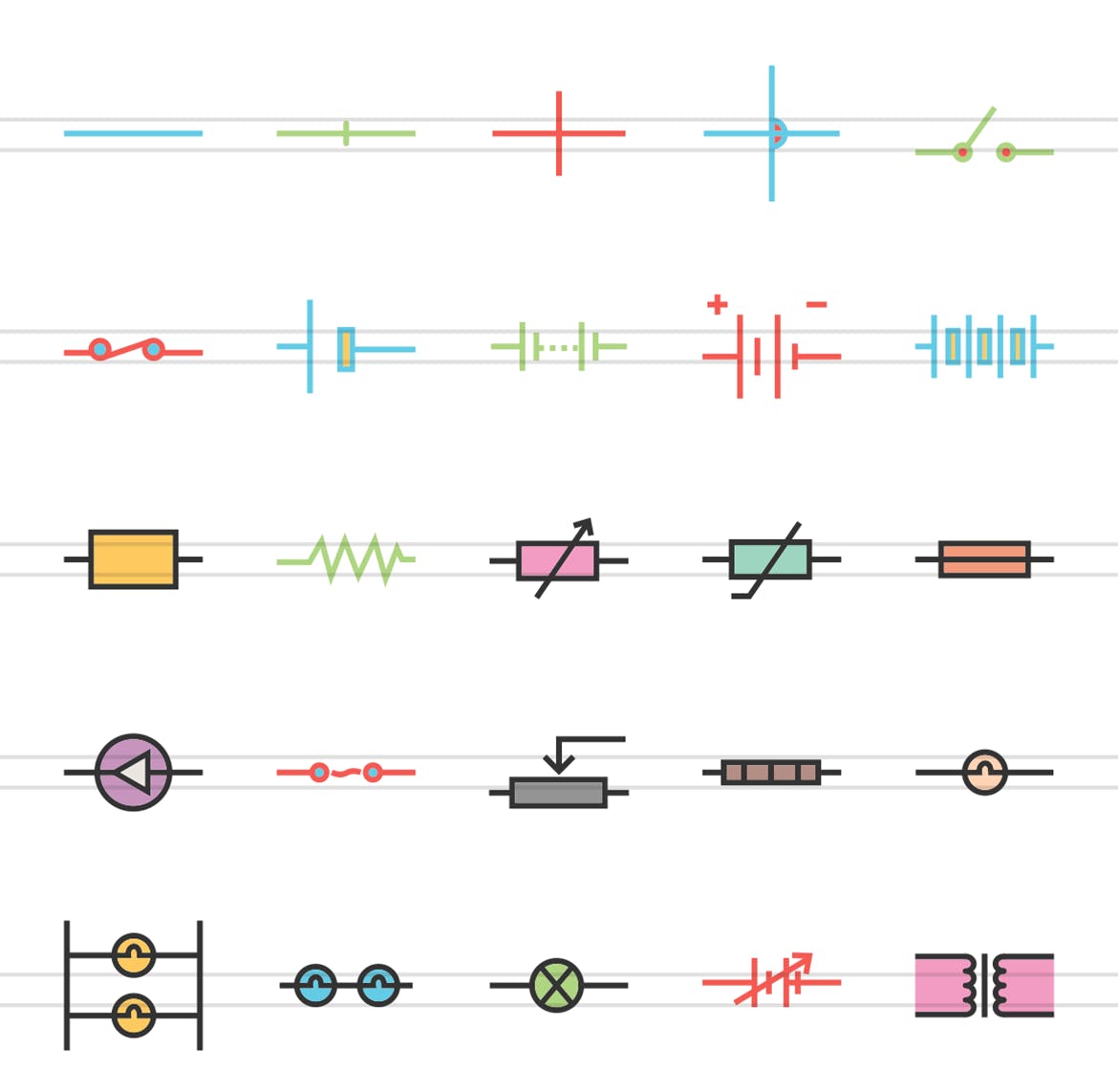 50枚电路线路板主题线性填充第一素材精选图标 50 Electric Circuits Line Filled Icons插图(1)