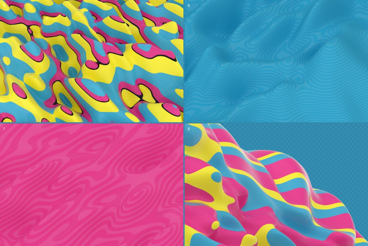 复古配色风格抽象3D波纹背景图素材 Abstract  3D Wavy Lines Background – Retro Color插图8