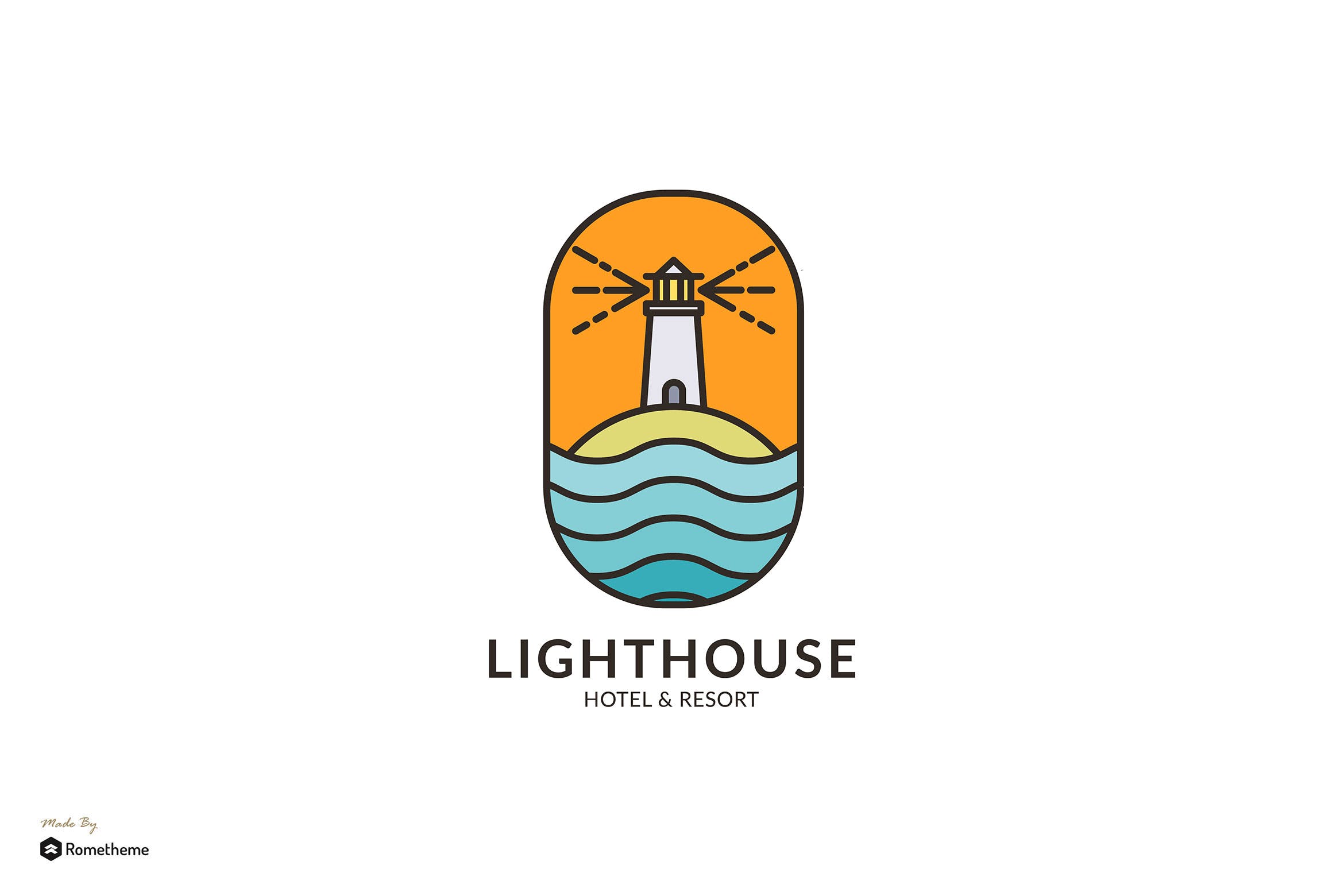灯塔酒店/度假村商标&品牌Logo设计第一素材精选模板 Lighthouse Hotel & Resort – Logo Template RB插图