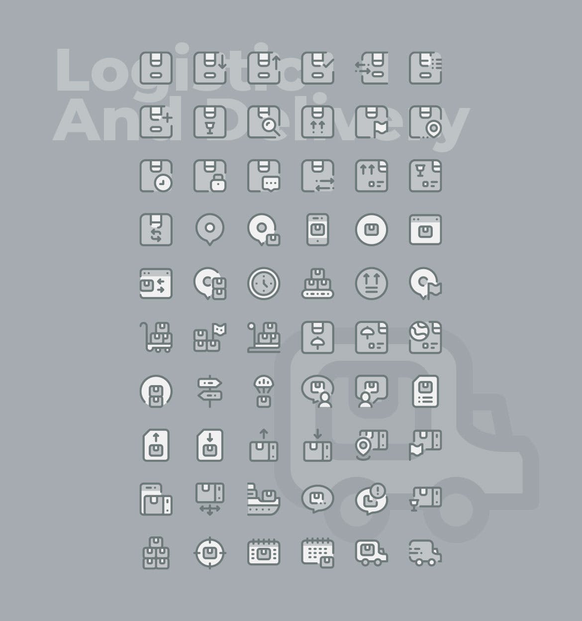 60枚物流配送主题矢量双色调蚂蚁素材精选图标 60 Logistic & delivery Icons  –  Two Tone Style插图(1)