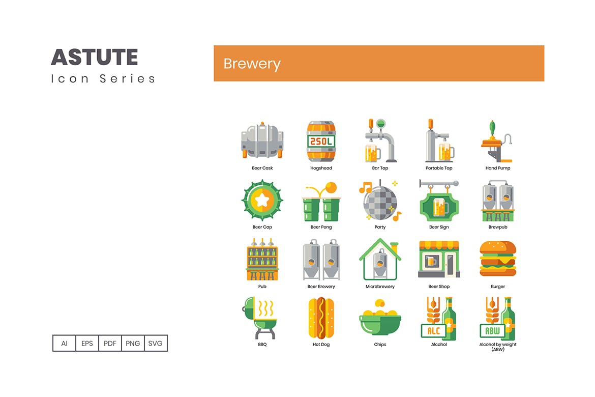 Astute系列-70枚啤酒主题矢量第一素材精选图标 Brewery Icons – Astute Series插图(2)