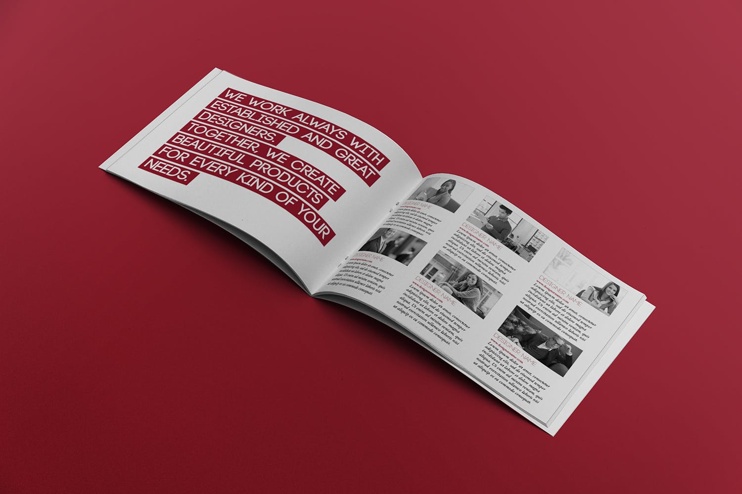 宣传画册/企业画册内页版式设计图样机第一素材精选 Open Landscape Brochure Mockup插图(2)