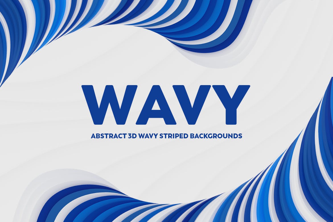 抽象三维3D波浪条纹高清背景图素材 Abstract 3D Wavy Striped Backgrounds插图