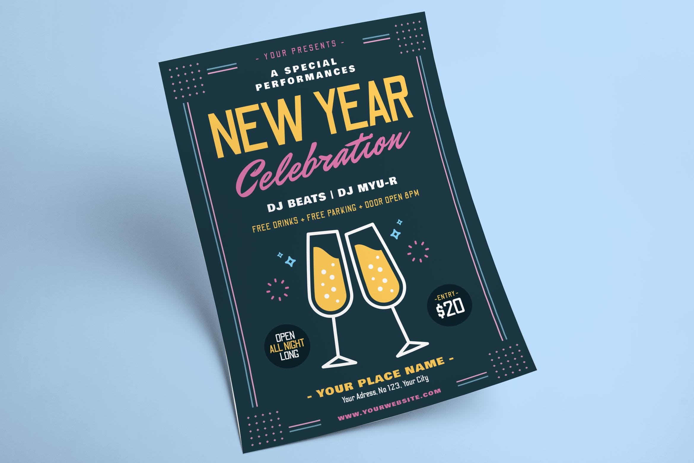 新年祝酒会活动宣传单模板v1 New Year Flyer插图