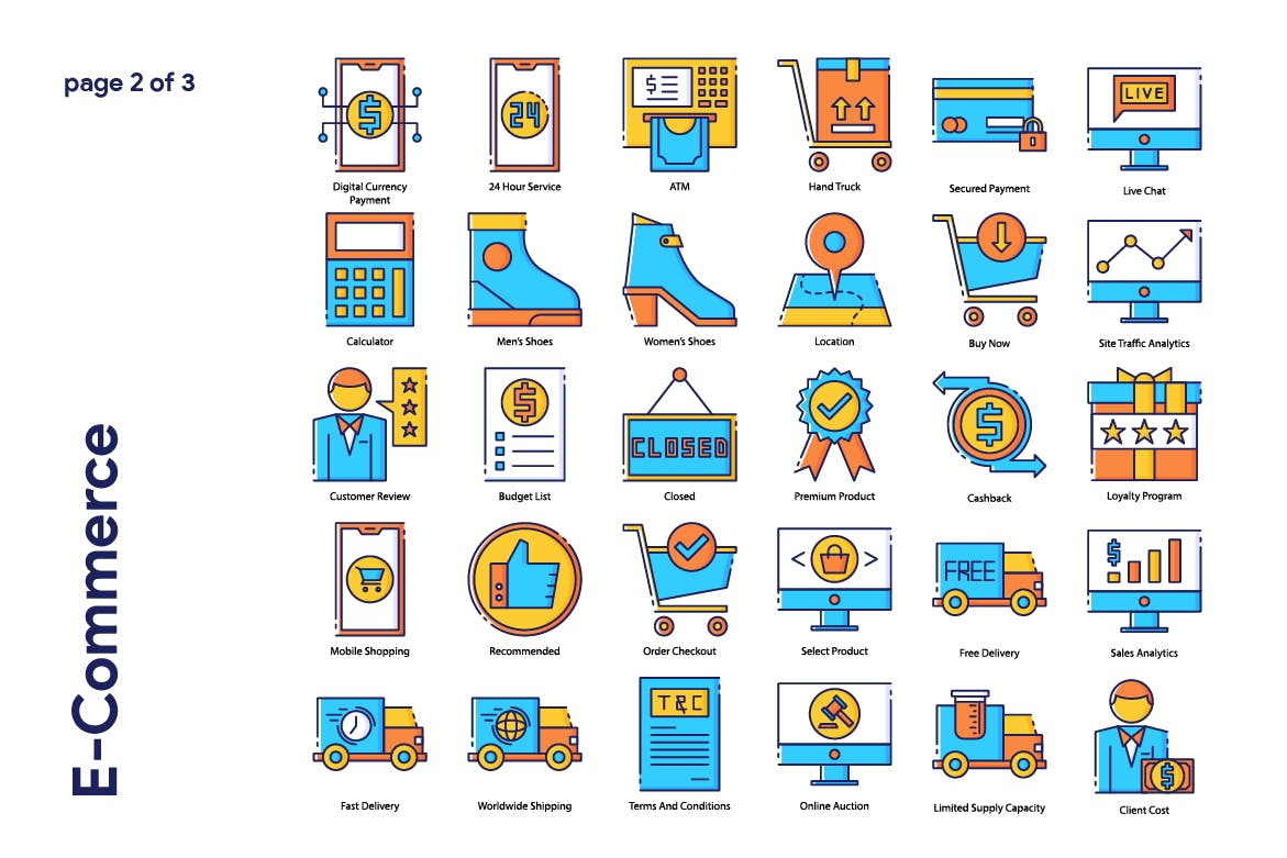 85枚电子商务主题矢量第一素材精选图标 E-Commerce Icon Set插图(2)