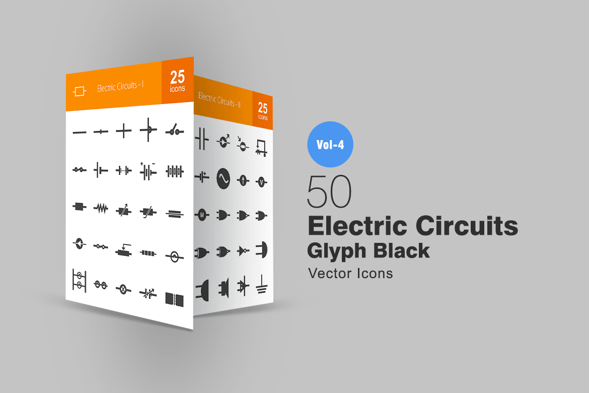 50枚电路线路板主题黑色字体蚂蚁素材精选图标 50 Electric Circuits Glyph Icons插图