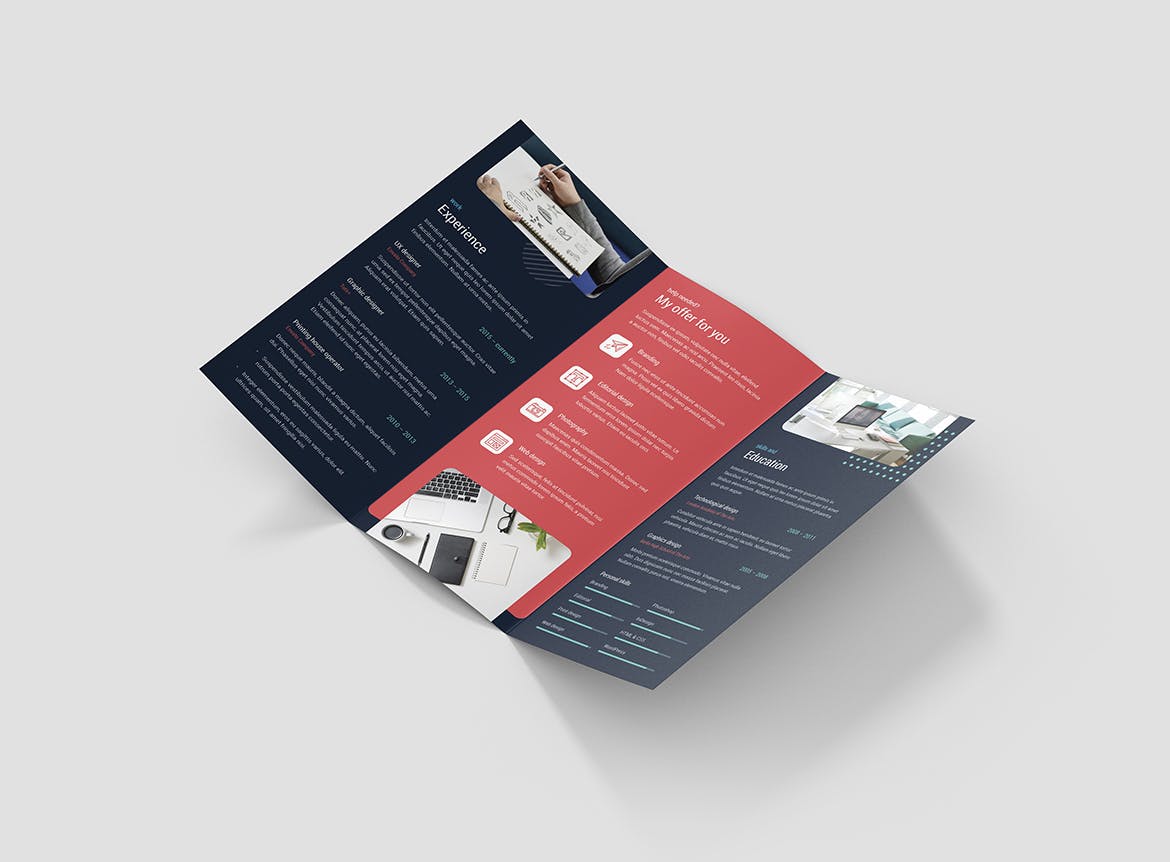 竖版印刷三折页创意蚂蚁素材精选简历模板 Brochure – Resume Tri-Fold插图(6)