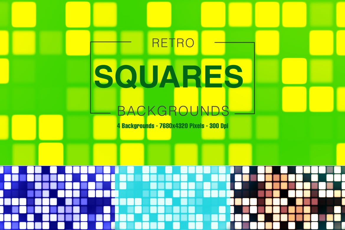 复古像素彩色方格高清背景图素材 Retro Squares插图(1)