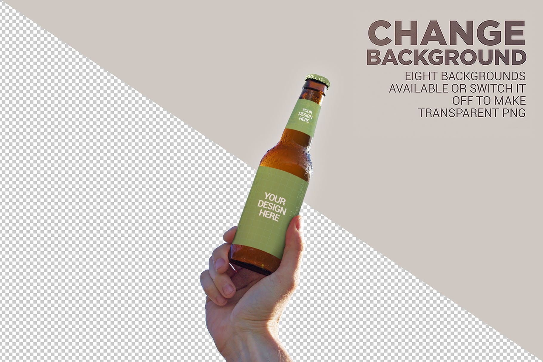 天空背景啤酒瓶外观设计图第一素材精选 Sky Backgrounds Beer Mockup插图(4)