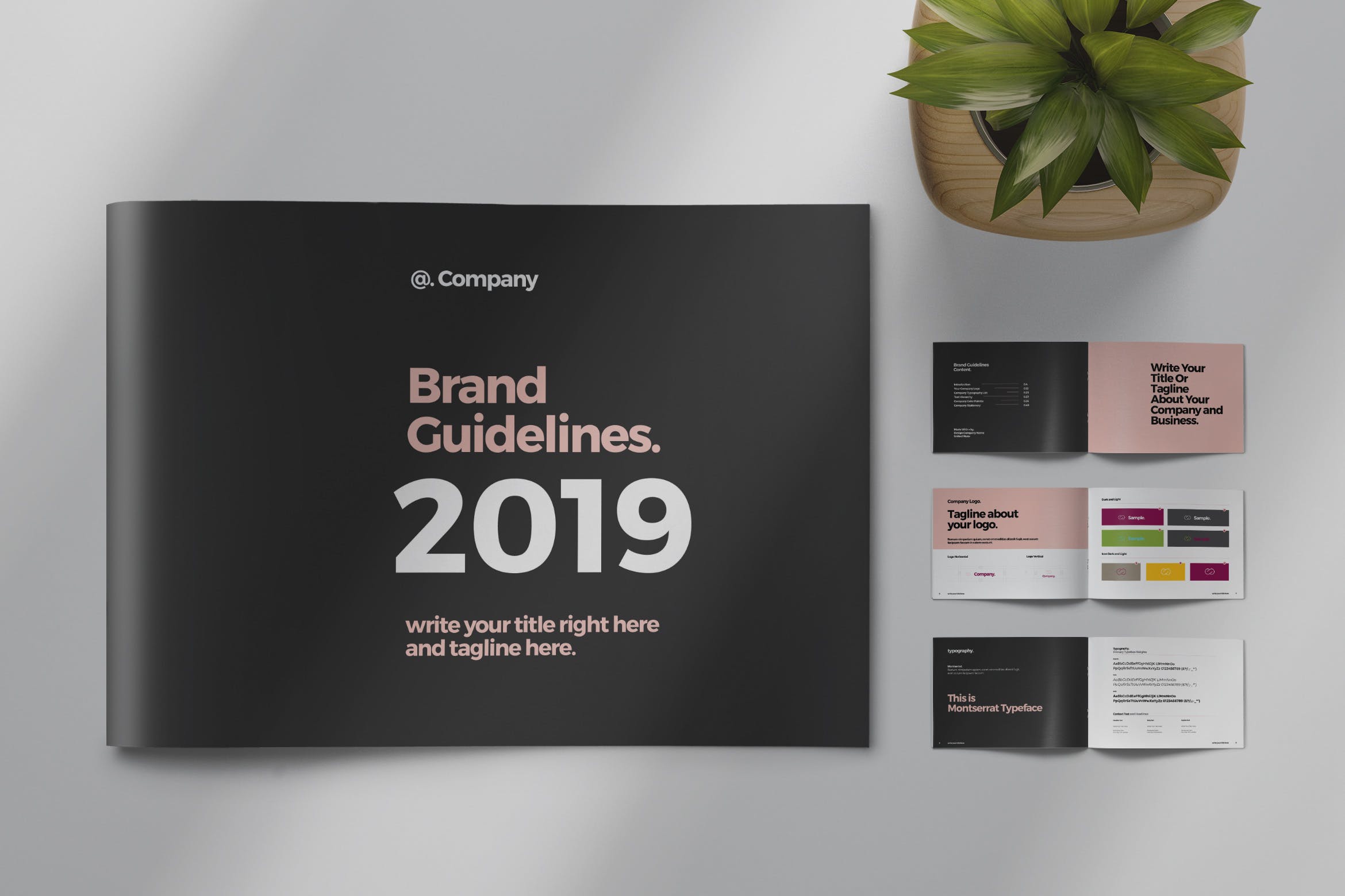 2019-2020品牌指南/品牌设计规范手册模板 Brand Guideline Landscape Layout with Pink Accents插图