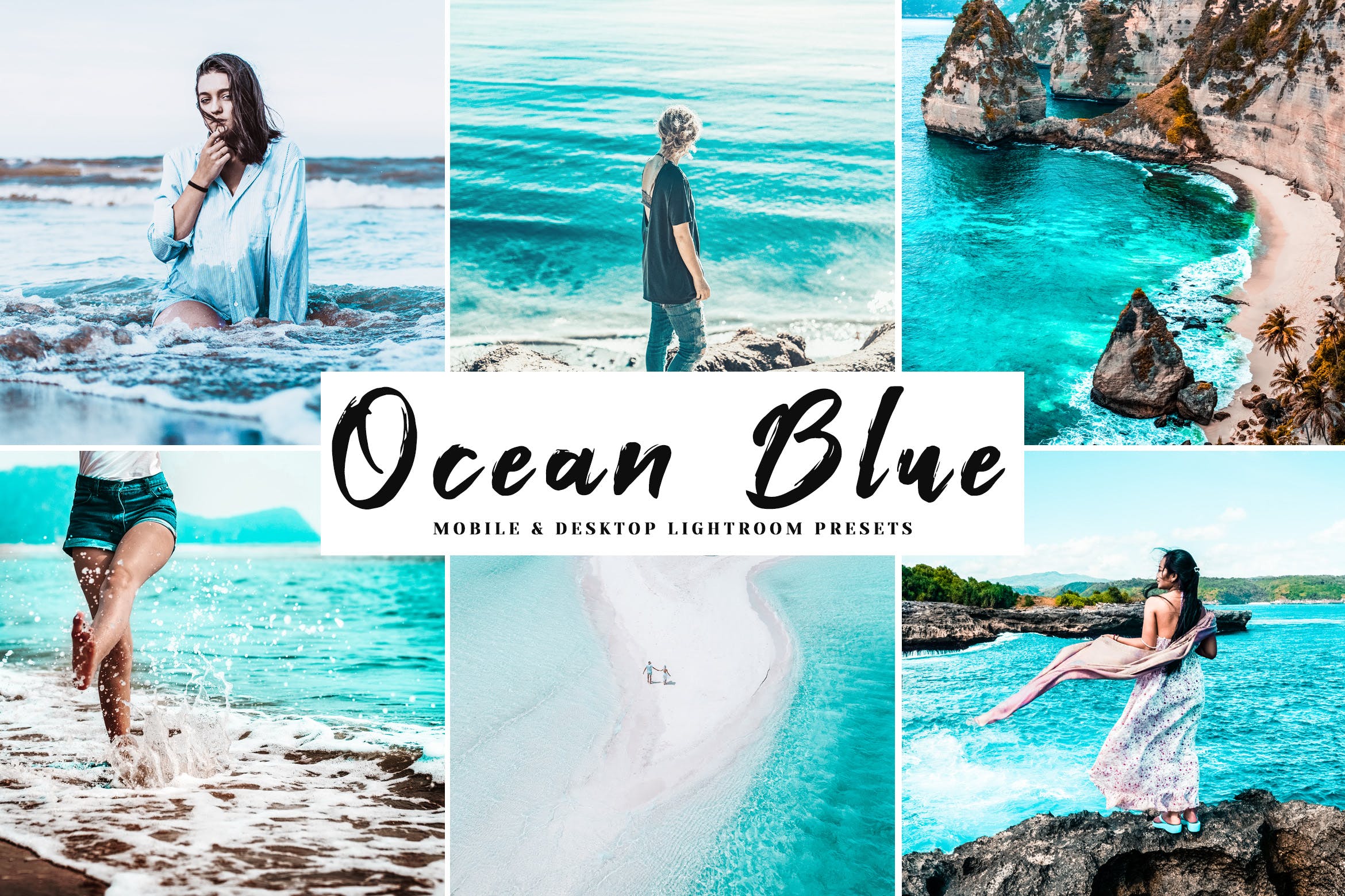 海洋蓝调色滤镜第一素材精选LR预设-海岛/沙滩/大海摄影调色绝配 Ocean Blue Mobile & Desktop Lightroom Presets插图