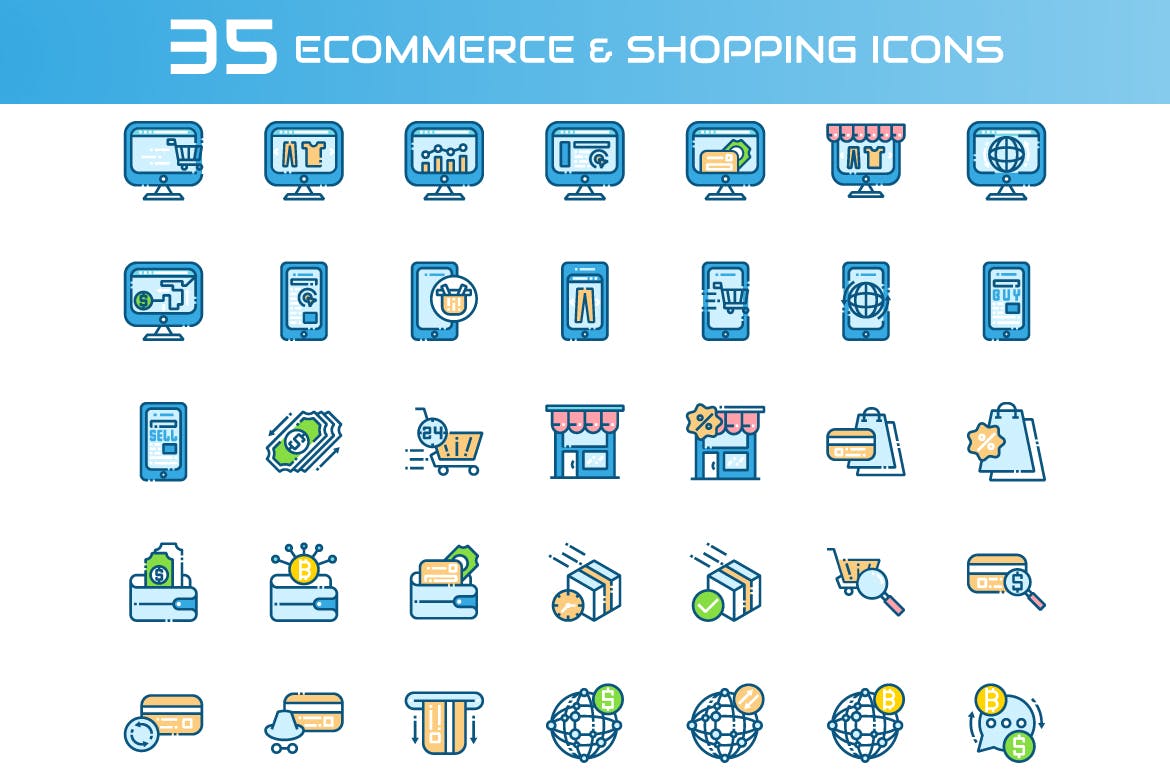 35枚电子商务&购物主题矢量第一素材精选图标 E-commerce and Shopping Icons插图(1)