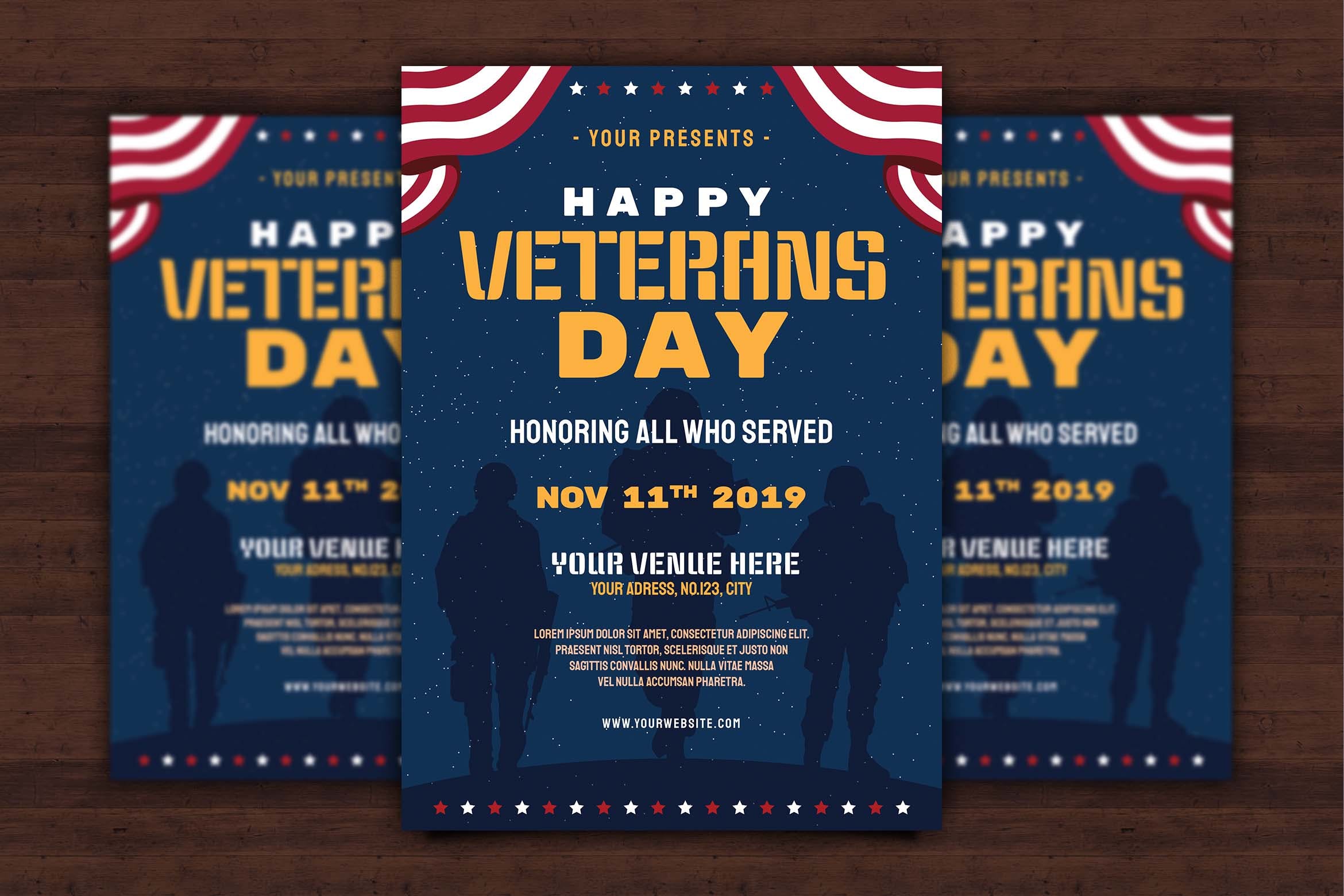 美国退伍军人节活动海报传单第一素材精选PSD模板 US Veterans Day Flyer插图