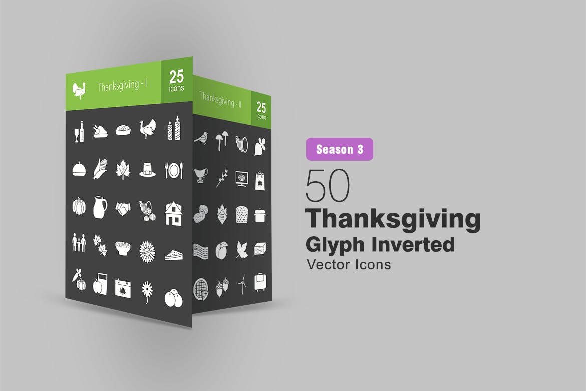 50枚感恩节主题反转色矢量字体第一素材精选图标 50 Thanksgiving Glyph Inverted Icons插图