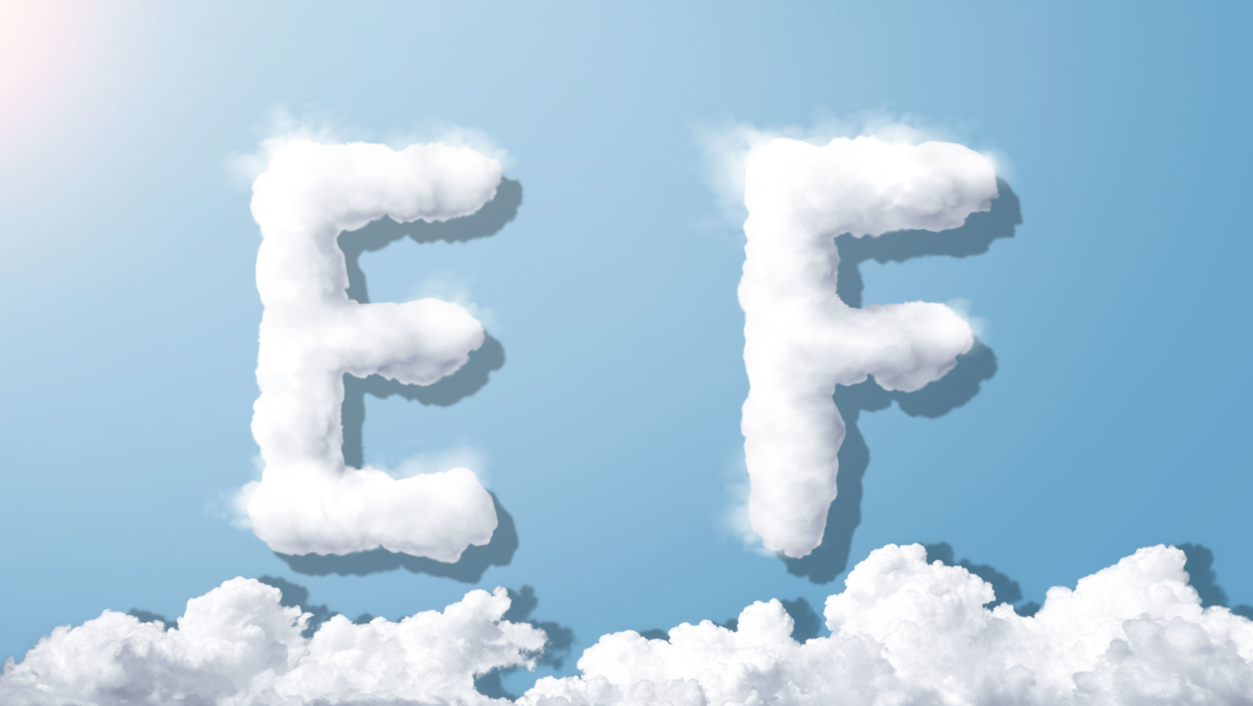 字母“EF”蓝天背景白云英文艺术字体第一素材精选PSD素材插图